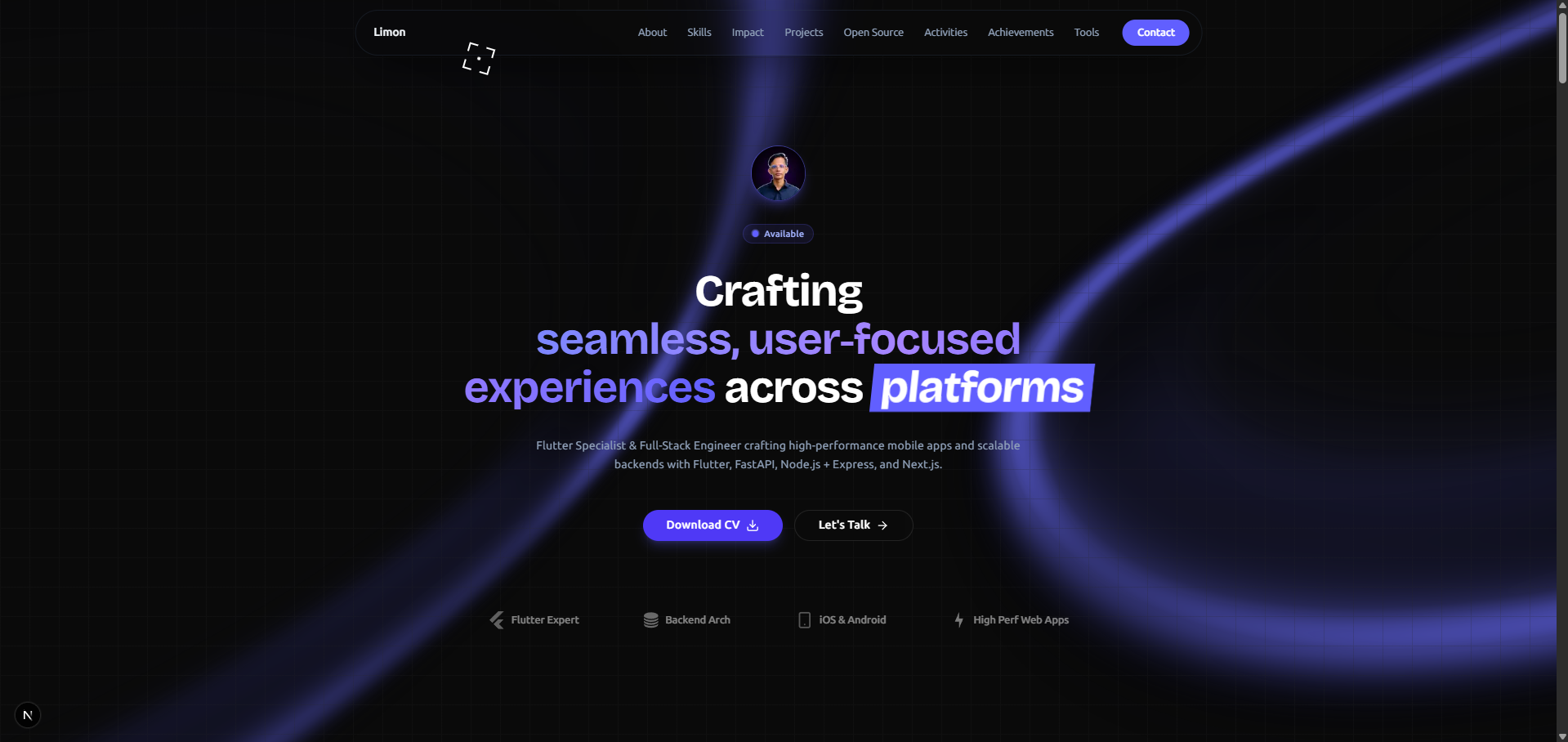 Portfolio Website screenshot 1